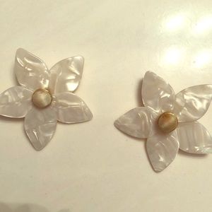 White Baublebar flower earrings, worn once
